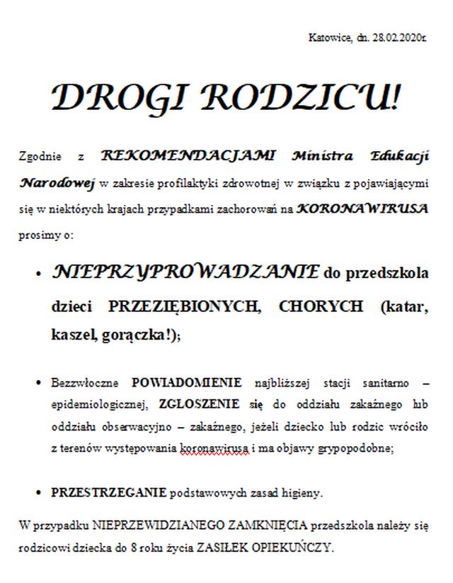 ogloszenie koronawirus