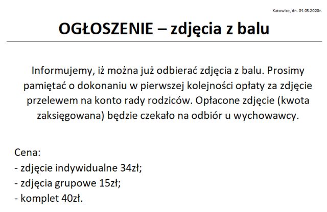 ogloszenie zdjecia balowe