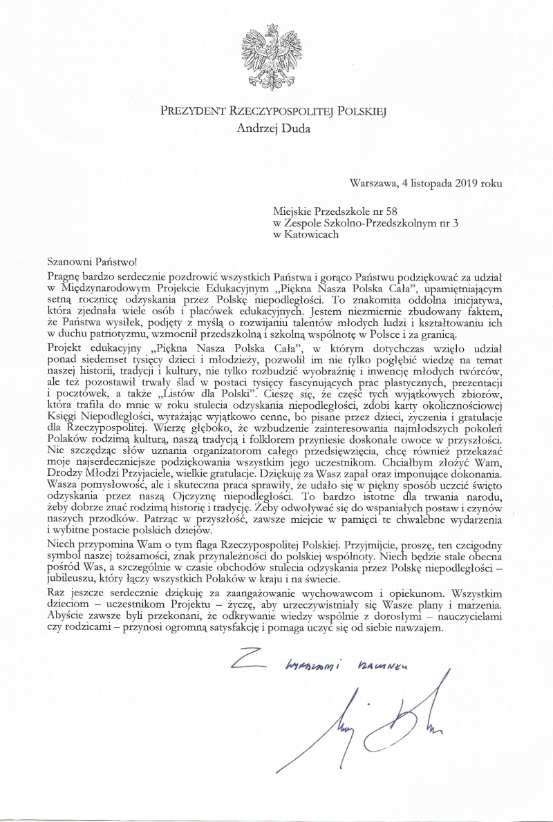 list prezydenta